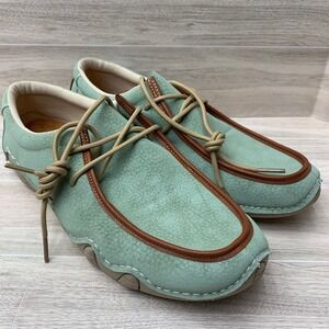 Men's Mint Green Casual Slip-On Loafers with Brown Trim